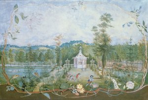 Kinesisk paviljong i en engelsk trädgård, 1700-tal (wc och gouache på papper)